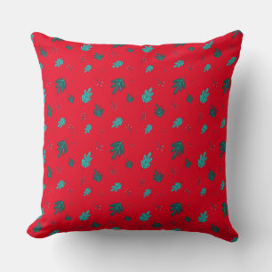 Coussin À feuillage persistant Tree Feuilles et Red Holly