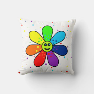 Coussin à fleurs arc-en-ciel