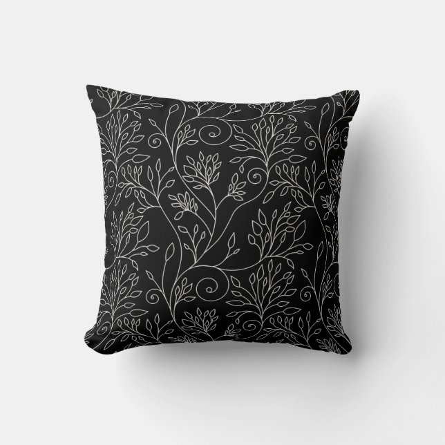 Coussin à fleurs noir et blanc (Recto)
