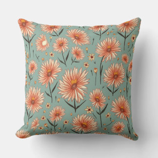 coussin à fleurs orange