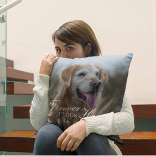 Coussin À jamais dans nos cœurs Mémorial de photo d'animau