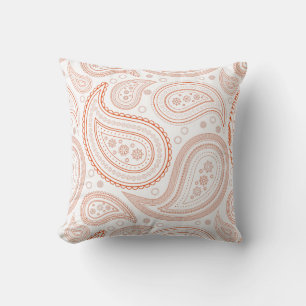 Coussin à jeter à motif paisley orange vif sur fon