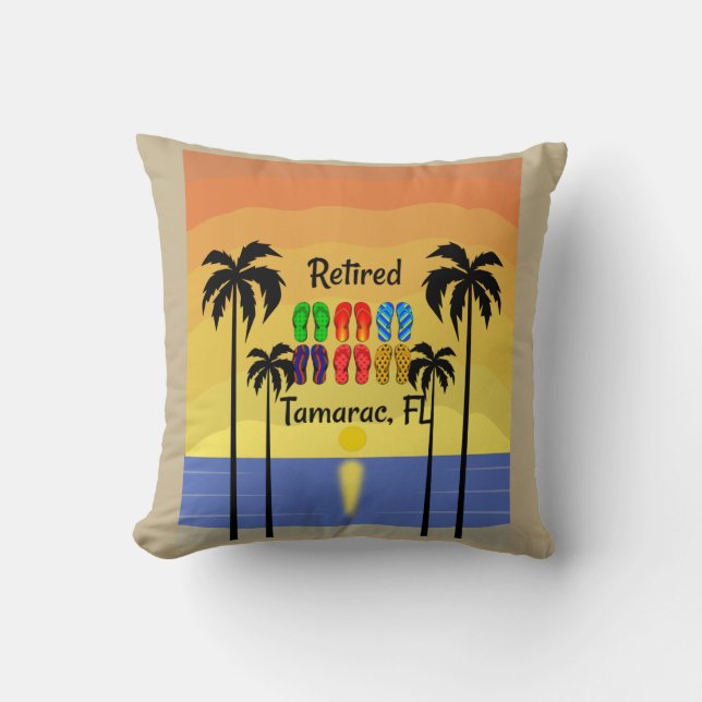 Coussin A la retraite...Tamarac, FL, design coloré, (Recto)