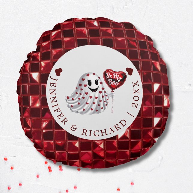 Coussin à la ronde de la Saint Valentin avec Vibe  (Valentine's Day Round Pillow with Cherry Vibe)