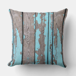 Coussin à lancer - Bleu rustique en bois