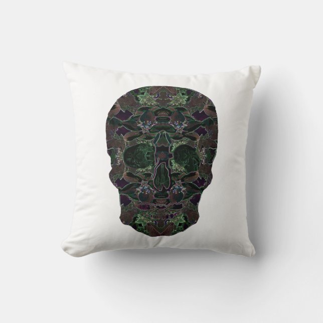 Coussin à lancer crâne vert (Recto)