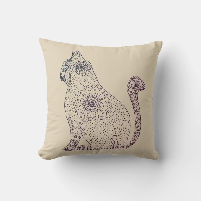 Coussin à lancer de chat Mandala (Recto)