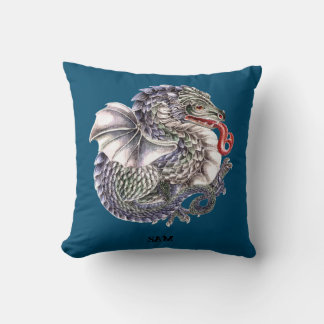 Coussin à lancer de dragon bleu