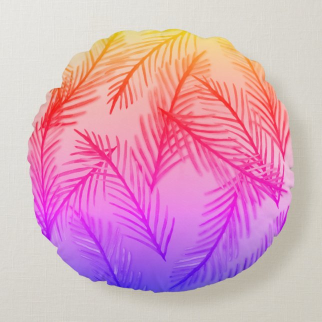 Coussin à lancer rond feuille 41 cm (Devant)