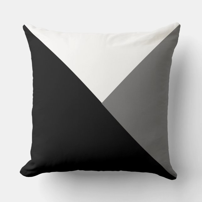 Coussin à lancer - Triangles Abstraits noir/gris/b (Recto)