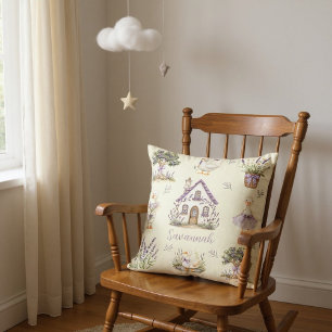 Coussin à l'aquarelle de caneton Lavande Douce Cot