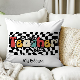 Coussin À l'ère de mon professeur enseignant rétro 