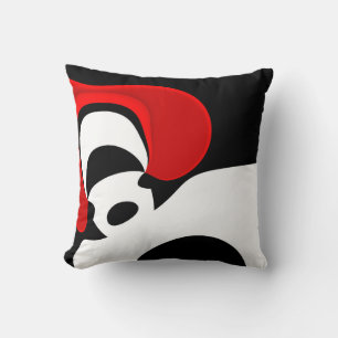 Coussin À M. Redd : Abstrait noir, blanc et rouge