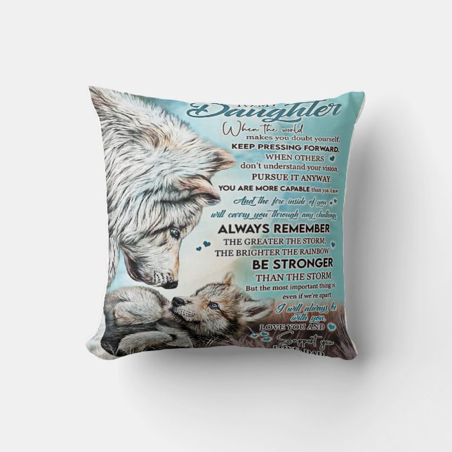 Coussin À Ma Fille Lion Famille Cadeau, Fille Anniversaire (Recto)