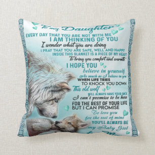 Coussin À Ma Fille Lion Famille Cadeau, Fille Anniversaire