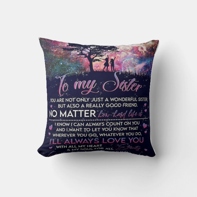 Coussin À Ma Soeur Lady Girl Cadeau, Soeur Cadeau Annivers (Recto)