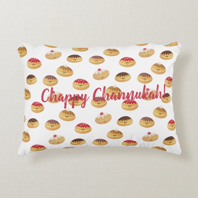 Coussin à motif beignet mignon Hannukah ! (Devant)