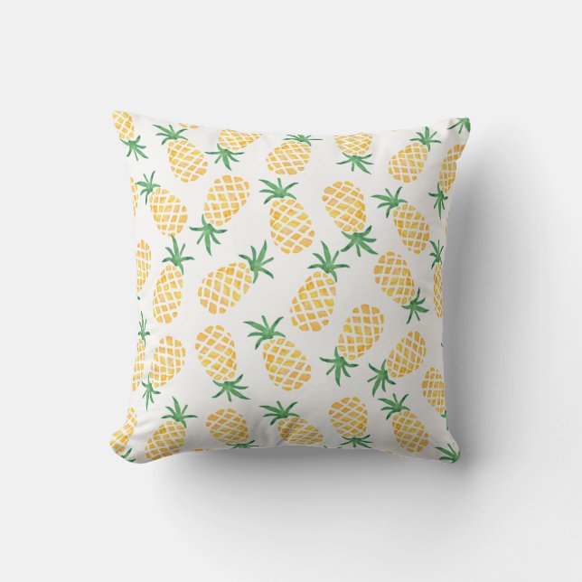 Coussin à motif d'aquarelle d'ananas (Recto)