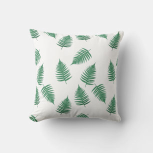 Coussin à motif de feuilles de fougère verte flott