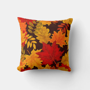 Coussin à motif feuille d'automne dynamique