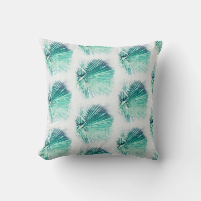 Coussin à motif peint de feuille de palmier pâle (Recto)