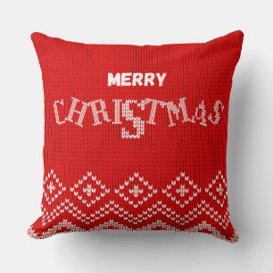 Coussin à motif tricoté Joyeux Noël – Fêtes R