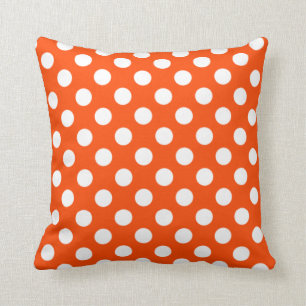 Coussin à points Polka orange et blanc