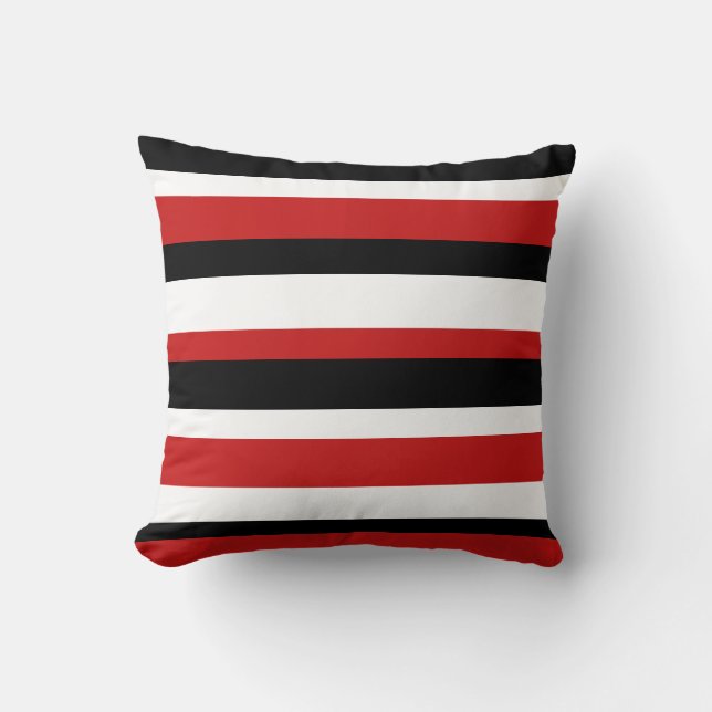 Coussin à rayures rouge, noir et blanc (Recto)