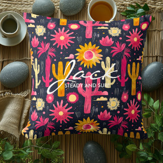 Coussin à thème cactus aux couleurs vibrantes