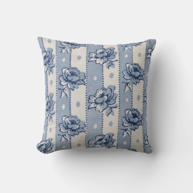 Coussin à thème classique bleu ivoire (Recto)