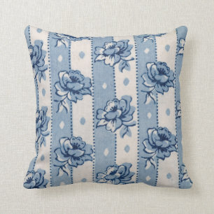 Coussin à thème classique bleu ivoire