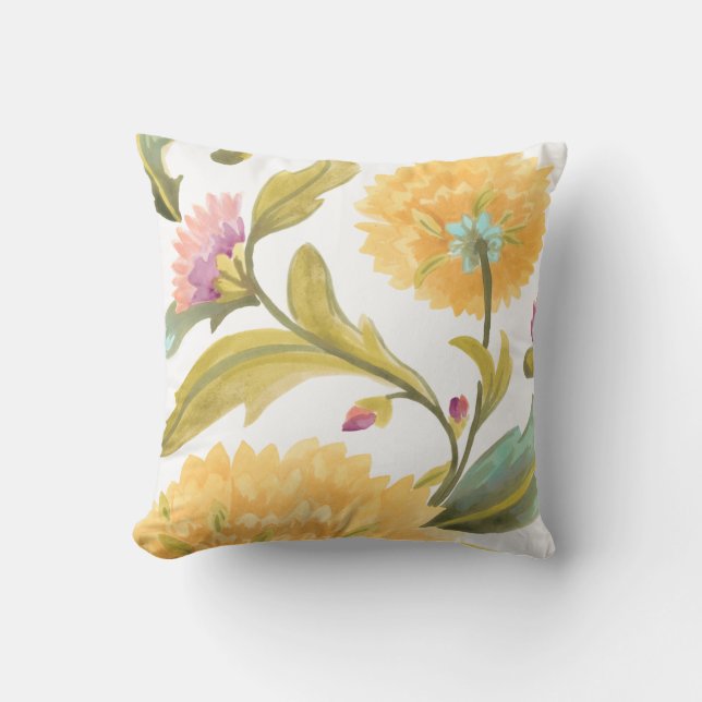 Coussin Abbaye Carreaux floraux - Fleurs Jaunes (Recto)