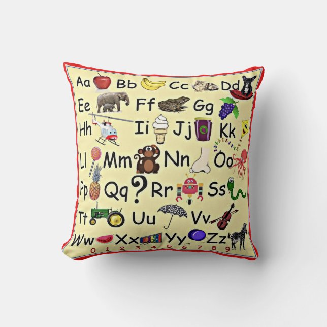 Coussin ABC 123 nombres d'alphabet apprenant l'école (Recto)
