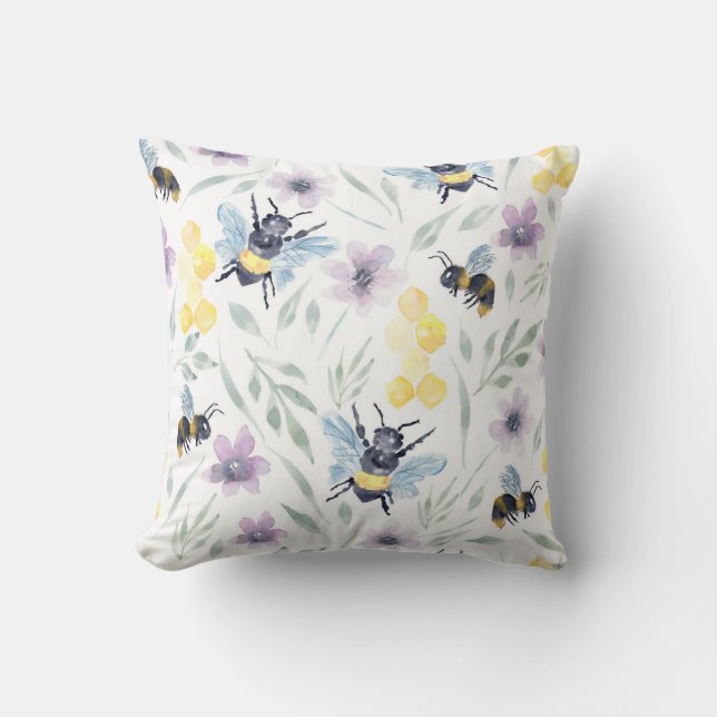 Coussin Abeille aquarelle Motif (Recto)