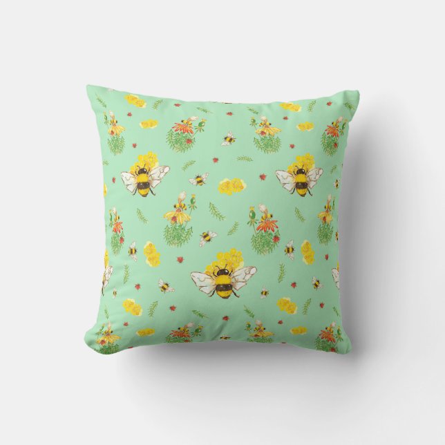 Coussin abeille et fleurs (Recto)