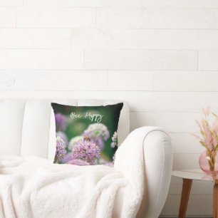 Coussin Abeille heureux avec la purple Allium Motivational