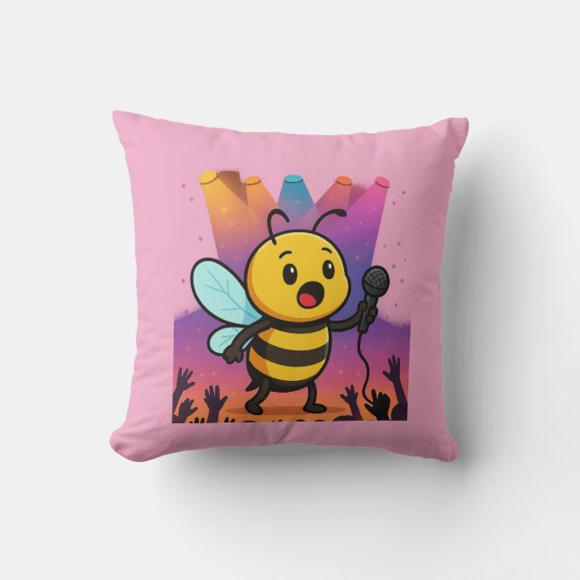 Coussin Abeille sur scène - Vibes rap (Recto)