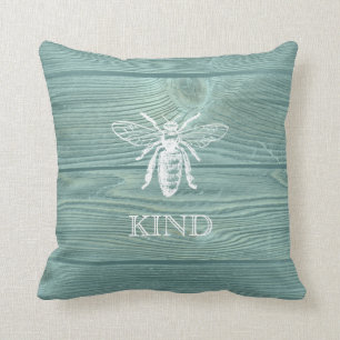 Coussin Abeille Vintage Be Kind Aqua Bois Thaillow