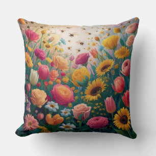 Coussin Abeilles et fleurs de miel