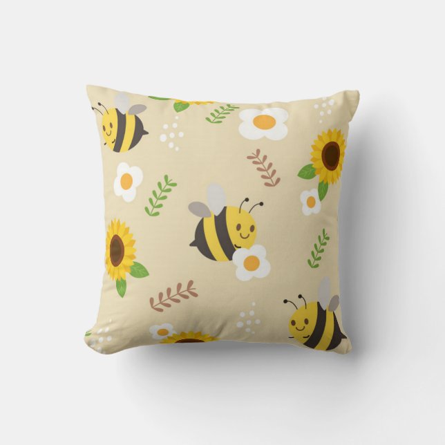 Coussin Abeilles et tournesols (Recto)