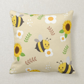 Coussin Abeilles et tournesols