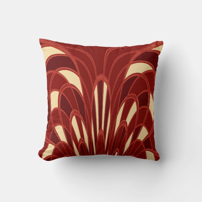 Coussin Abrégé sur champignon - art déco - rouge (Recto)