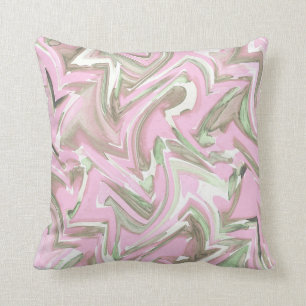 Coussin Abrégé sur doucement rose et vert aquarelle