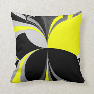 Coussin abrégé sur jaune sauvage noir
