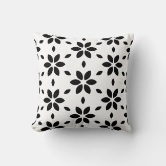 Coussin Abstract Black Flower Petals on White Background