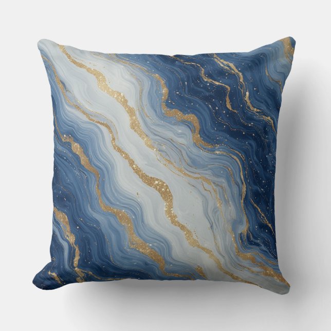 Coussin Abstract Blue And Gold Marble Texture (Recto)