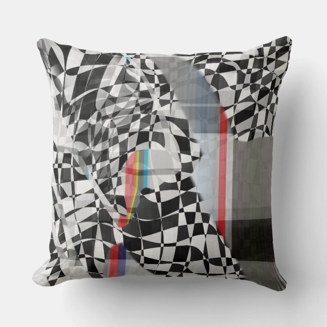 Coussin Abstract Geometric Collage Checker Pattern (Recto)