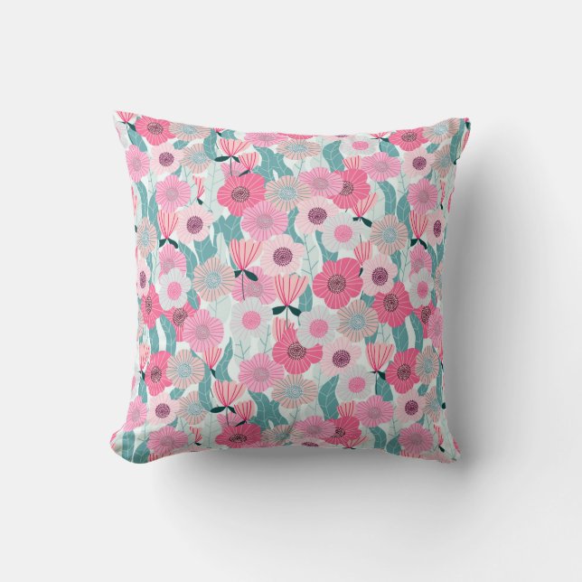 Coussin Abstract pastel floral pattern. Beautiful pink flo (Recto)
