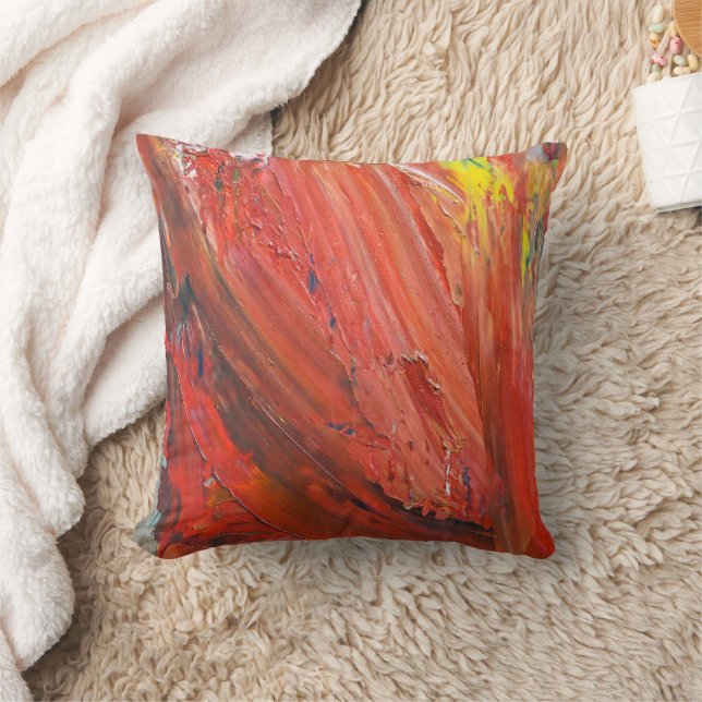 Coussin Abstract Vertical Gesture in Red (Couverture)