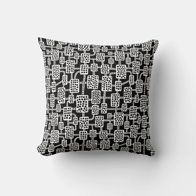 Coussin Abstrait 041113 - Blanc sur noir (Recto)